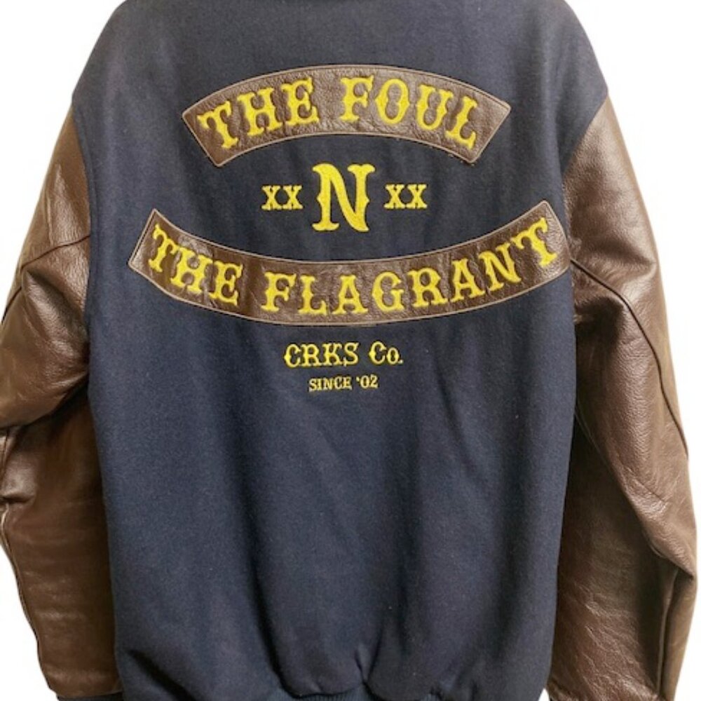 Crooks and Castles RARE Limited Edition Brown Leather Embroidered Jacket Large